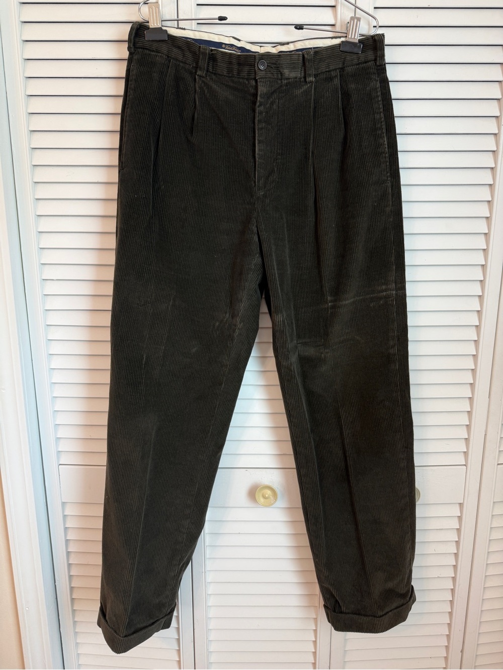 Brooks Brothers Mens Elliot Dark Green Corduroy Pants Size 34 Office Academia